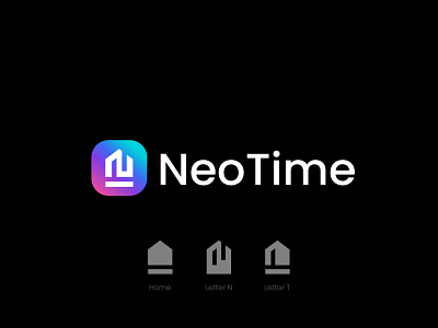 NeoTime. abstract app brand branding design ecommerce family friendly fun gradients home house icon identity logo logo trends 2022 n letter real estate t letter vector