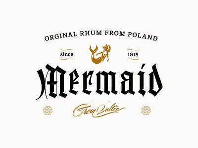 Mermaid black letter brand gold goth idea logotype mark mermaid rhum rum study type