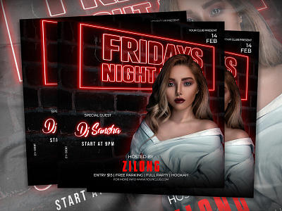 Night club party flyer social media post template