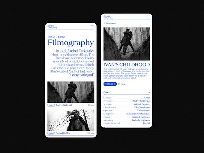 Сontinuation of the concept | Tarkovsky's website adaptive branding concept design director filmography graphic design logo mobile movie ui vector website