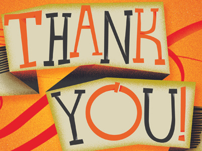Thank You Card banner cartoon orange thank you typography
