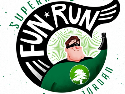 Fun Run Logo cartoon fun run green logo superhero