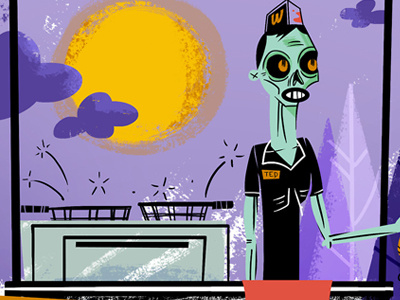 Deep Fried Friends cartoon character design horror illustration zombie