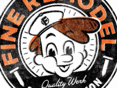 Fine Remodel 1940s black construction halftone logo orange piggly wiggly retro