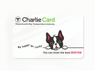 Charlie Card - Boston Terrier boston terrier charlie card illustration. mbta transportation