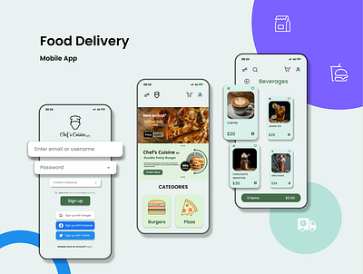 Food Delivery - Mobile App Design animation app branding design graphic design motion graphics ui ux