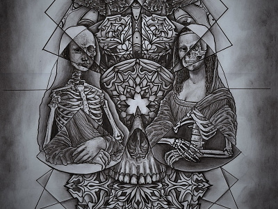 ml andrew nikolnik art artwork drop drop graphic illustration mandala monalisa papper sacredgeometry skull