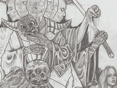 process anatomy drawing katana mask pencil samurai shibari skull spider