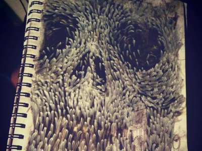 /sketchbooks 5dropsart acrylic andrewnikolnik art drawing ink myart scull sketchbook skull