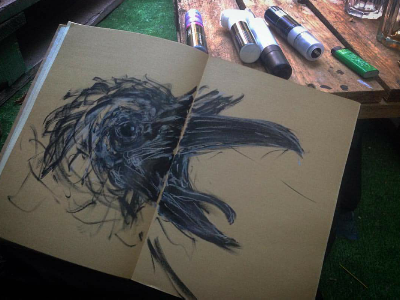 /sketchbook 5dropsart andrewnikolnik bird croak drawing ink myart raven sketchbook sketching