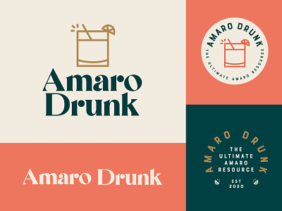 Amaro Drunk amaro badge branding cocktail drink icon illustration logo mark serif typography