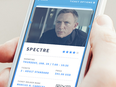 Movie App | Concept 007 app clean concept design mobile payment scan spectre ticket ui web