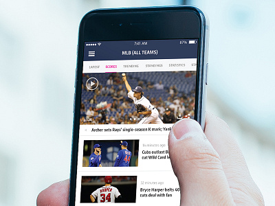 Sports App | Concept app baseball clean design mlb mobile news sports ui video white