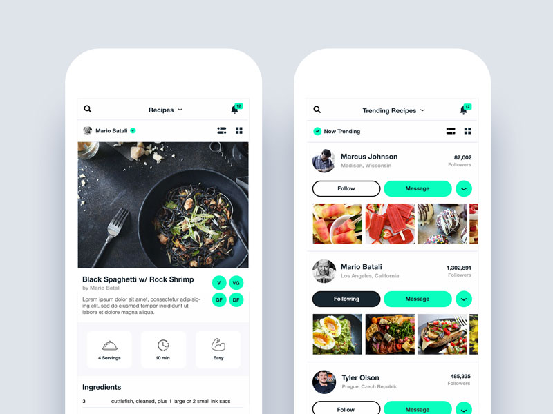 Recipe App | Concept by Matt Herrmann on Dribbble