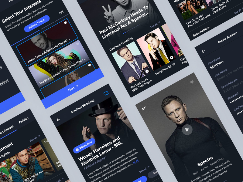 Streaming App | Concept - Full View app browse clean dark design interface minimal mobile movies player queue signup stream tv ui ux video watch