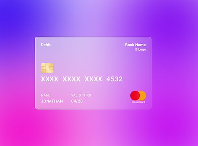 Glassmorphism Effect - Credit card creditcard design figma glassmorphism gradient graphic design product design ui ui design uxui design visual design web design