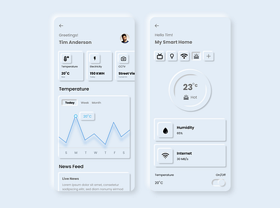 Neumorphism SoftUI - Smart Home App adobe xd design mobile app neumorphism product design smart home app softui ui ui design uxui design visual design