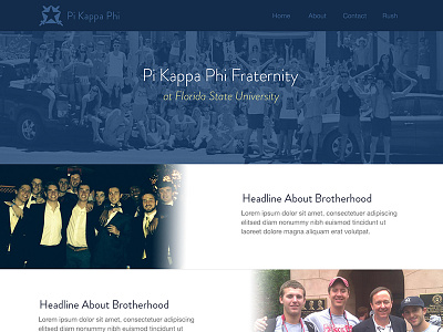 Pi Kappa Phi Website blue blue and gold call to action design fraternity gold home homepage pi kapp single page web website