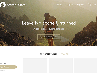 Artisan Stones e commerce mockup nature stones website
