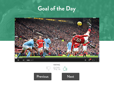 Goal of the Day green green white soccer ui ux video player youtube