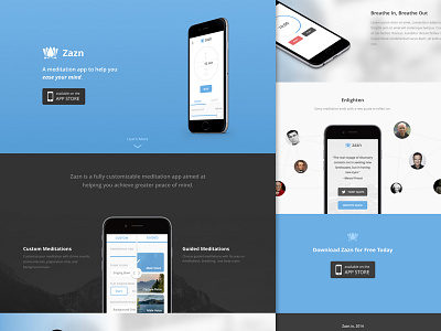 Zazn App Landing Page app app site ios ios app landing page meditation app