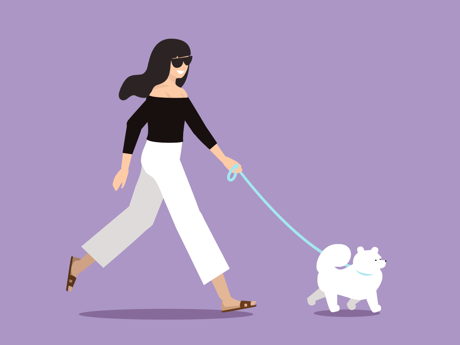Walking the dog ☁️🐾 adobe ae after effects ai animation character animation chic cute dog illustration illustrator motion design motion graphics vector walk cycle walkcycle walking walkingcycle