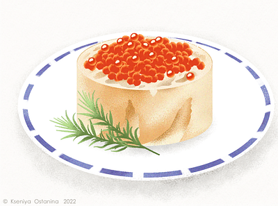 Bun with red caviar | Illustration graphic design illustration