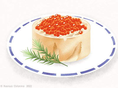 Bun with red caviar | Illustration