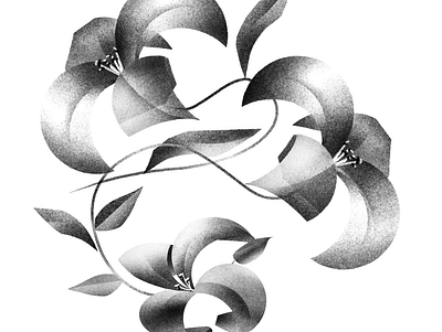 Monochrome orchid illustration art artwork behance black and white design drawing floral flower graphic design illustration nature orchid plant