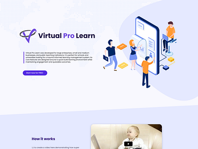 Virtual Pro Learn Site landing page figma illustration photoshop ui