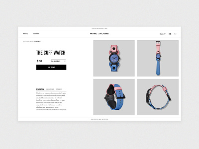 Marc Jacobs product page concept abovethefold black clean design clean ui ecommerce ecommerce shop fashion gestalt product design product page trends ui ui design ux watch webdesign white whitespace