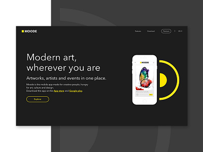 Modern art app landing page