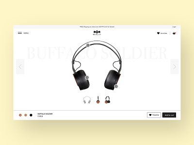 Marley headphones product page concept above the fold clean design design systems ecommerce flat design minimal music product page ui ux webdesign