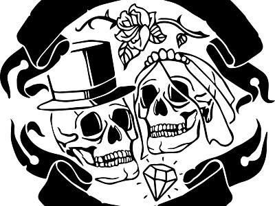 Wedding shirt design illustration illustrator skull tattoo wedding