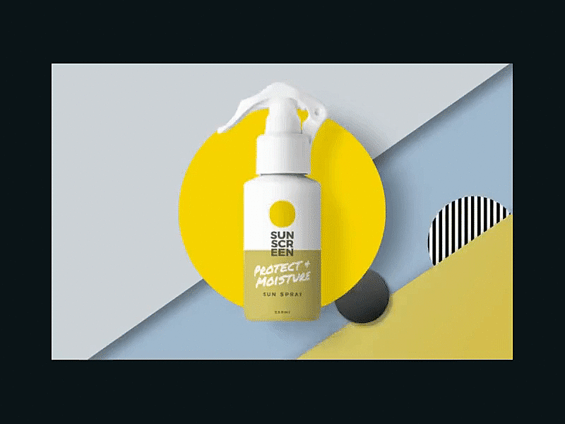Sunscreen Spray Package Mockup animation brand branding design font logo mockup typography ui ux web