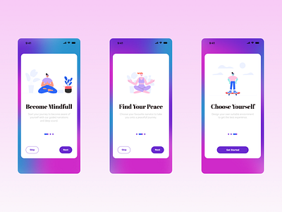 Onboarding Screens for a Meditation App (Concept)