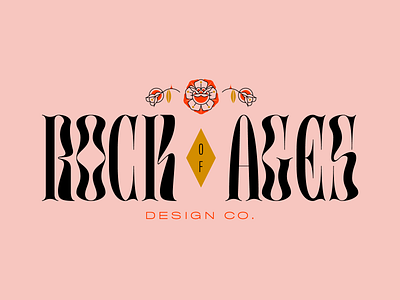 rock of ages branding agency branding bsds bsdsthunderdome design diamond flowers folk identity illustration logo rock of ages rose rosebud tattoo thunderdome typography