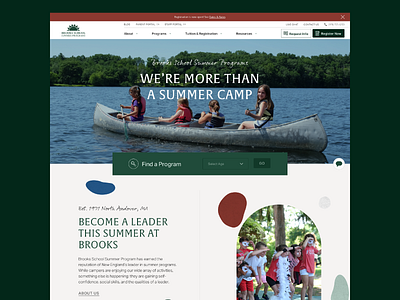 Brooks School Summer Programs—Homepage 829 brooks school design education homepage icon interface nature outdoors summer camp ui user interface ux web design website