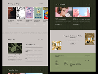 boston public library experiment — 02 books boston boston public library branding design green interface library logo minimal reading serif typography ui ux web website