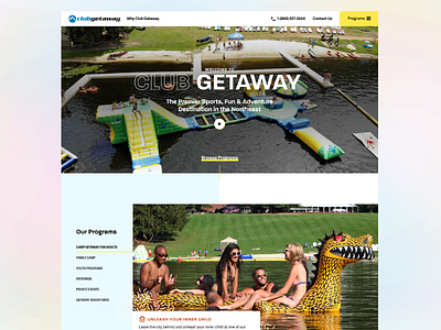 Club Getaway — Homepage, Youth Programs, & Iconography adventure camp camp getaway club getaway color palette design iconography interface pastel patterns typography ui web
