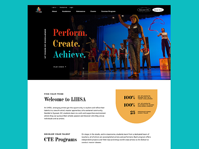 Long Island High School for the Arts—Homepage 01 art school color palette design long island shapes typography ui vector web