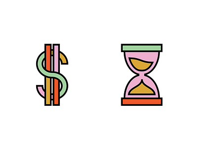 two things i never have enough of design dollar hourglass icons illustration money time