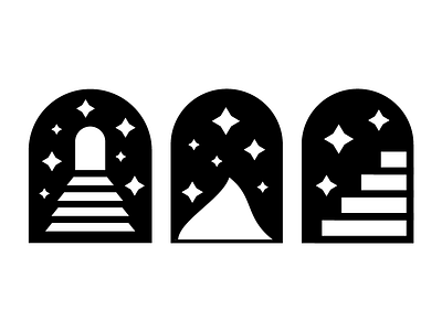 Logo options door graphic design icon logo minimal open pathway stars vector
