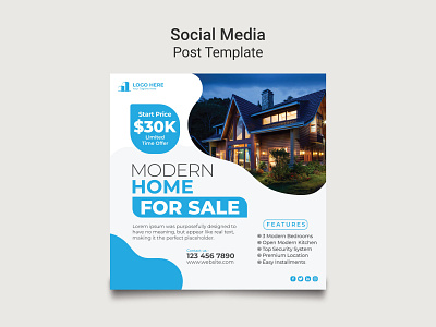 Real estate house instagram post and social media post template square template