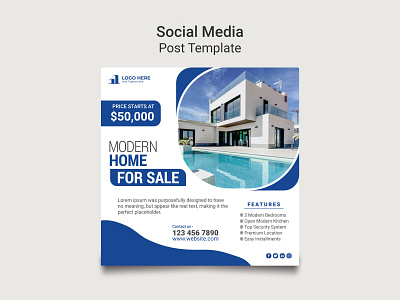 Real estate house instagram post and social media post template square template