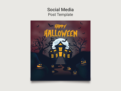 Happy Halloween Social media post template design. pumpkin