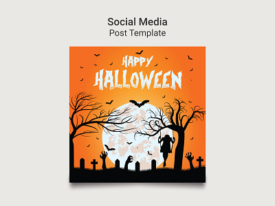 Happy Halloween Social media post template design.