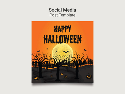 Happy Halloween Social media post template design. template