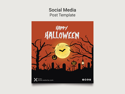 Happy Halloween Social media post template design. card halloween sale post