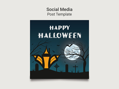 Happy Halloween Social media post template design. template